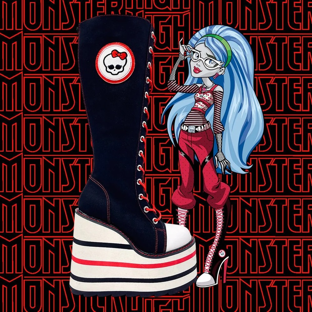 NEW IN BOX! YRU X Monster High Hi-Top Sneakers, sz 8